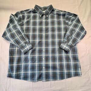 Oak Hill Shirt Mens 2XL Blue Plaid Button Down Wrinkle Free Pocket Classic Fit